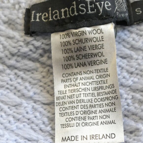 Ireland's Eye Glangevlin 1 Button Lattice Weave Long Cardigan Sweater Ice Blue S - Picture 14 of 16